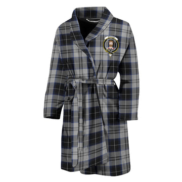 Menzies Black Dress Tartan Bathrobe with Family Crest