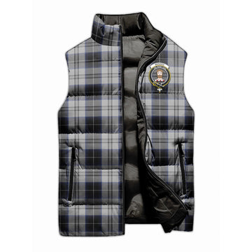 Menzies Black Dress Tartan Sleeveless Puffer Jacket with Family Crest