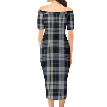 Menzies Black Dress Tartan Off Shoulder Lady Dress