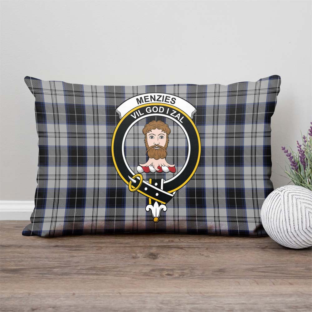 Menzies Black Dress Tartan Pillow Cover with Family Crest Rectangle Pillow Cover - Tartanvibesclothing