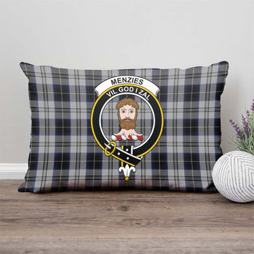 Menzies Black Dress Tartan Pillow Cover with Family Crest