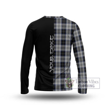 Menzies Black Dress Tartan Long Sleeve T-Shirt with Family Crest and Half Of Me Style