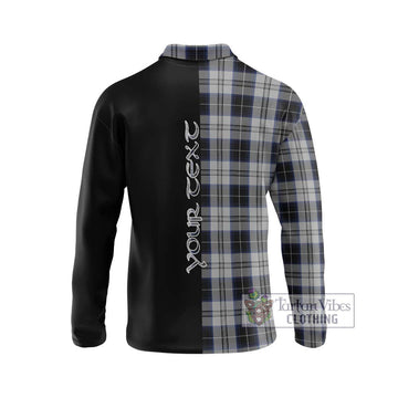 Menzies Black Dress Tartan Long Sleeve Polo Shirt with Family Crest and Half Of Me Style