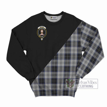 Menzies Black Dress Tartan Sweatshirt with Family Crest and Military Logo Style