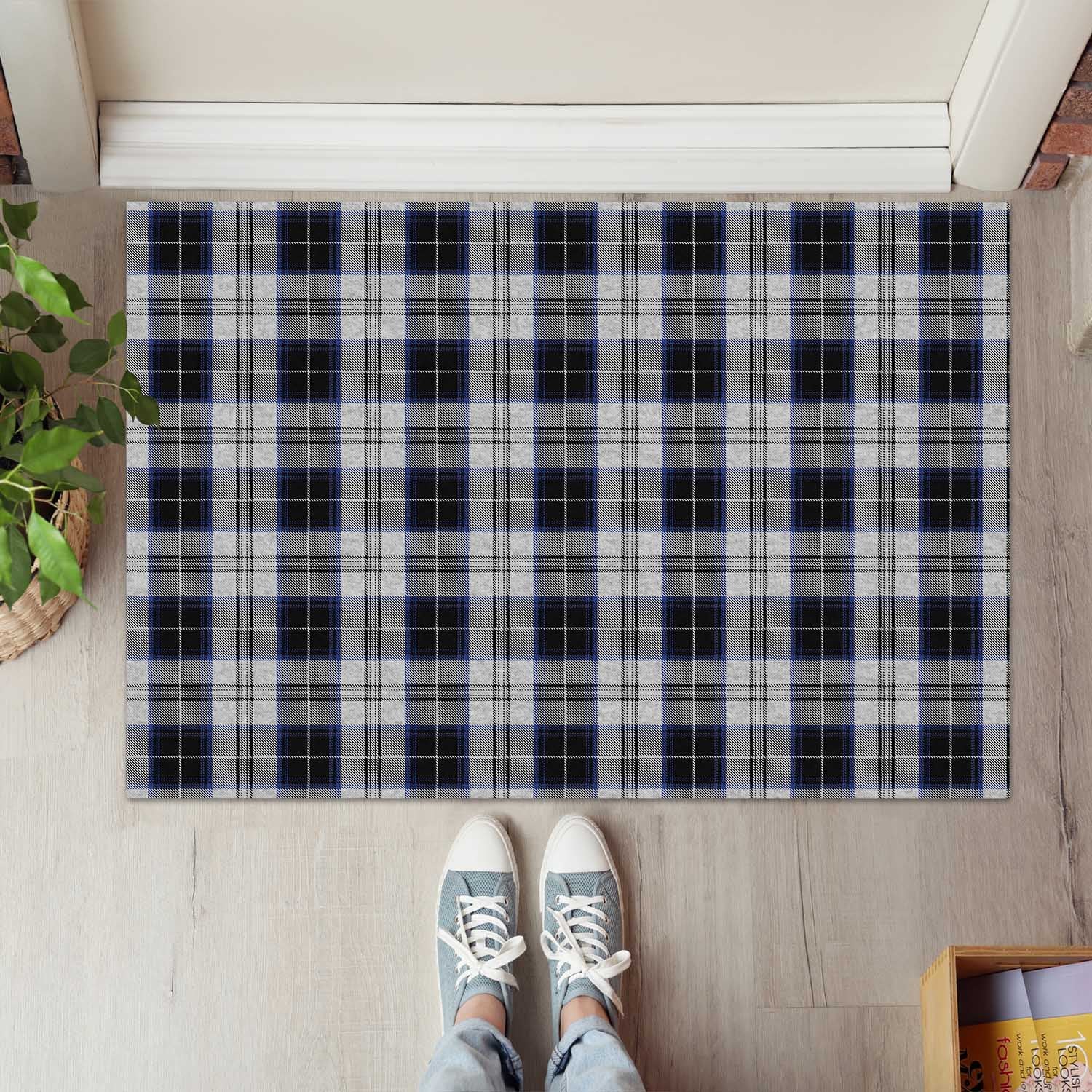 Menzies Black Dress Tartan Door Mat - Tartanvibesclothing