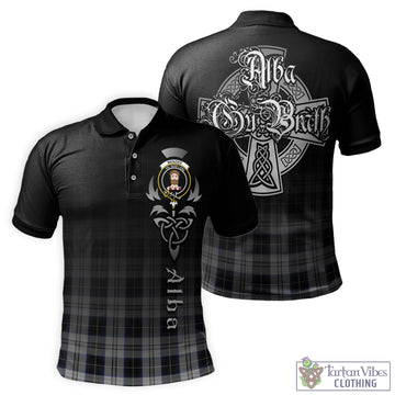 Menzies Black Dress Tartan Polo Shirt Featuring Alba Gu Brath Family Crest Celtic Inspired