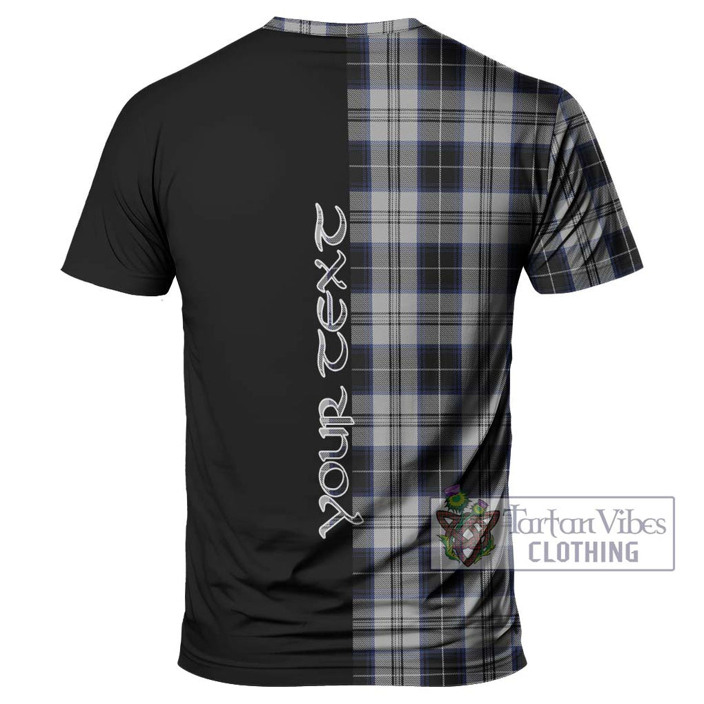 Menzies Black Dress Tartan T-Shirt with Family Crest and Half Of Me Style - Tartanvibesclothing Shop