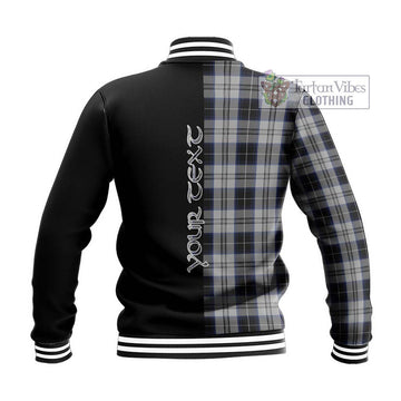 Menzies Black Dress Tartan Baseball Jacket with Family Crest and Half Of Me Style