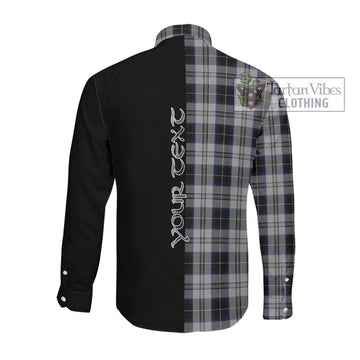 Menzies Black Dress Tartan Long Sleeve Button Shirt with Family Crest and Half Of Me Style