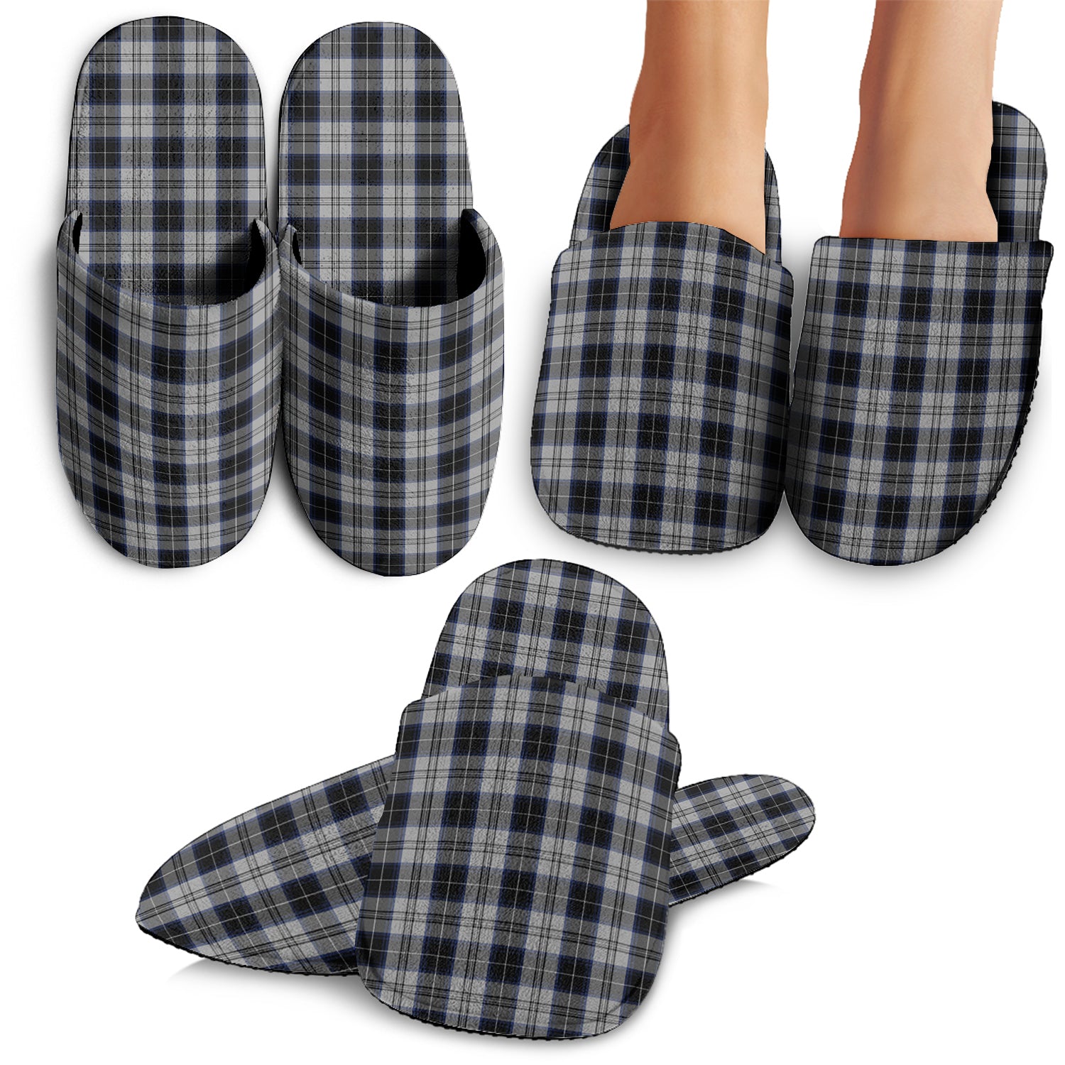 Menzies Black Dress Tartan Home Slippers - Tartanvibesclothing Shop
