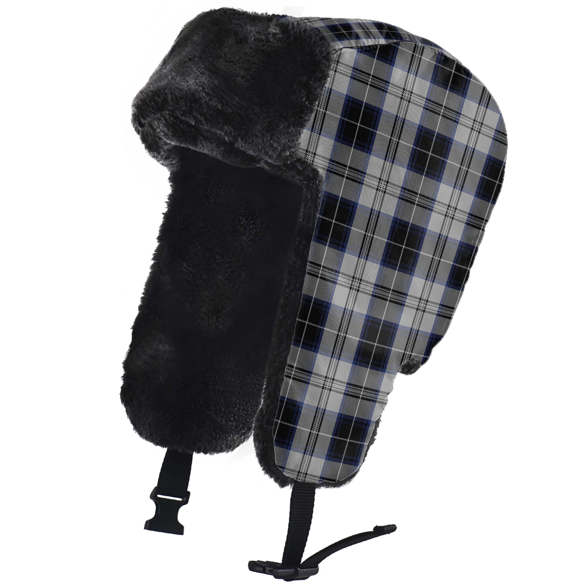 Menzies Black Dress Tartan Winter Trapper Hat - Tartanvibesclothing