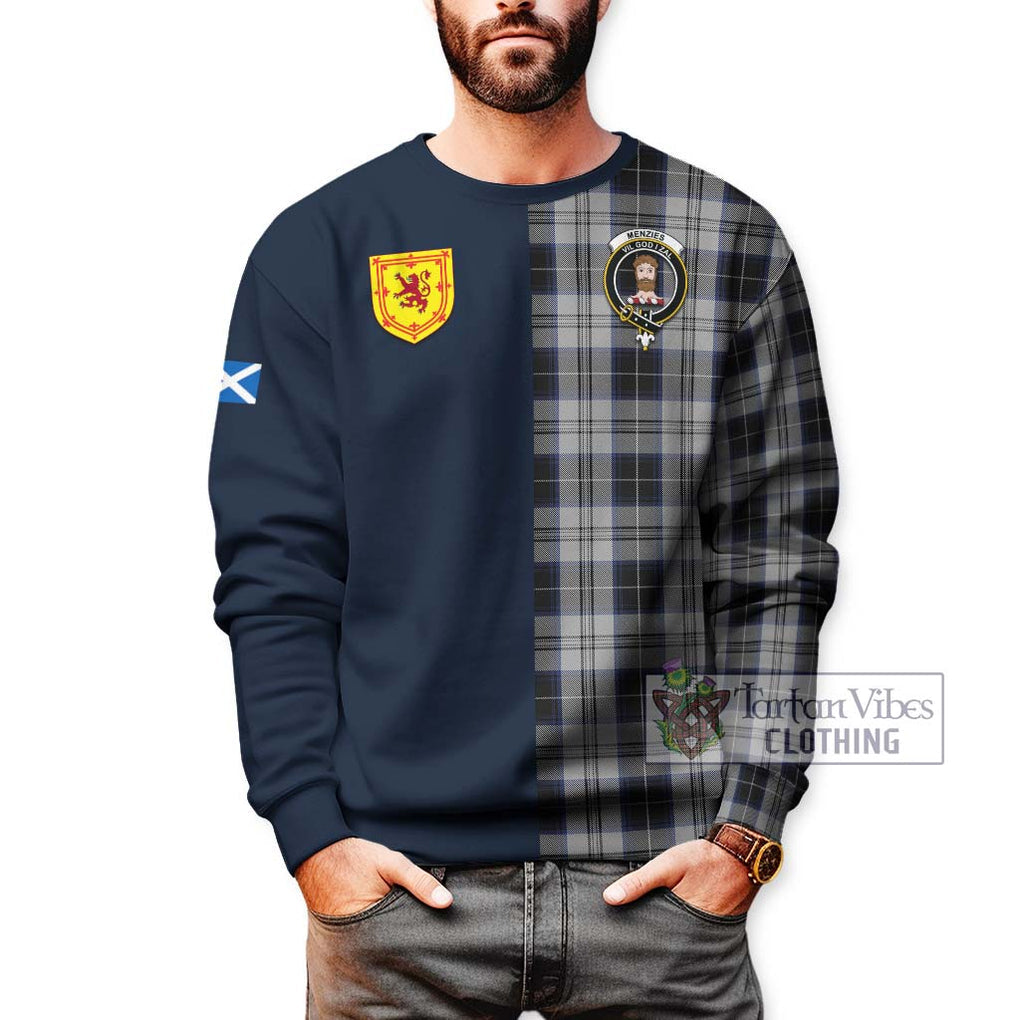 Tartan Vibes Clothing Menzies Black Dress Tartan Sweatshirt with Scottish Lion Royal Arm Half Style