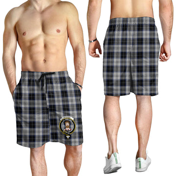 Menzies Black Dress Tartan Mens Shorts with Family Crest