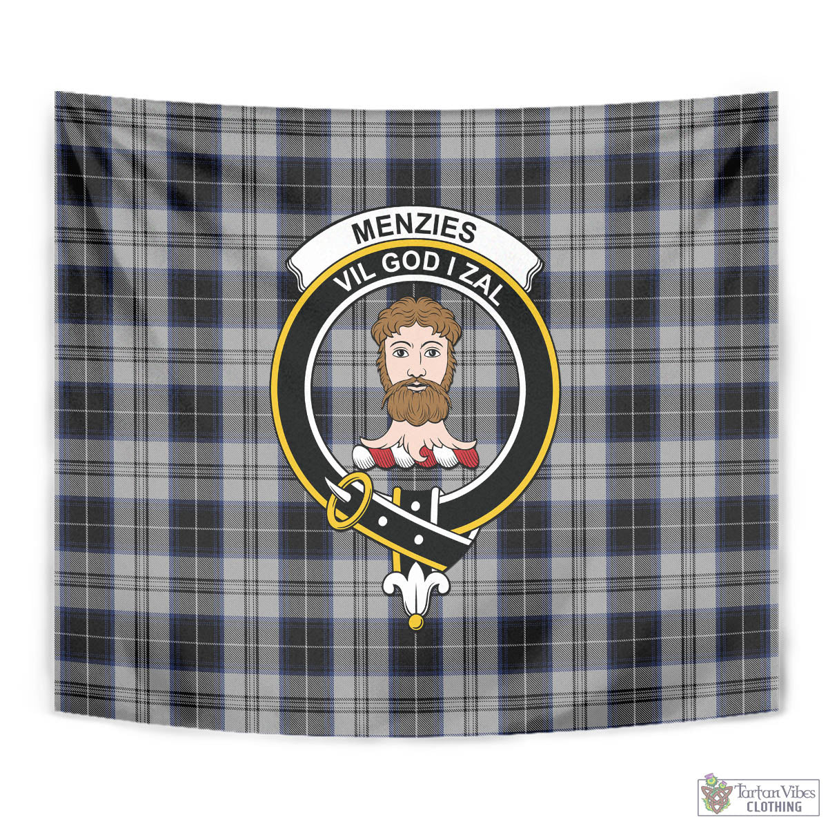 Tartan Vibes Clothing Menzies Black Dress Tartan Tapestry Wall Hanging and Home Decor for Room with Family Crest