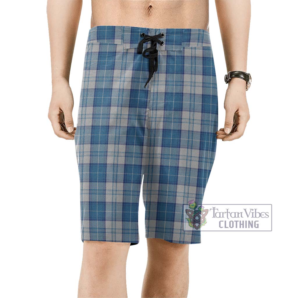 Menzies Dress Blue and White Tartan Men's Board Shorts Men - Tartan Vibes Clothing