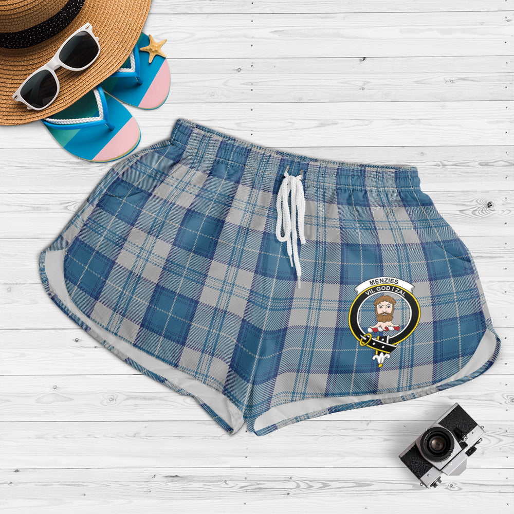 menzies-dress-blue-and-white-tartan-womens-shorts-with-family-crest