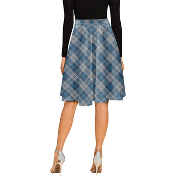 Menzies Dress Blue and White Tartan Melete Pleated Midi Skirt