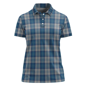 Menzies Dress Blue and White Tartan Polo Shirt For Women