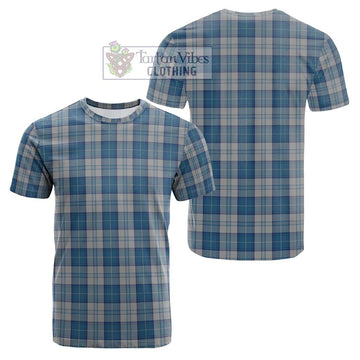 Menzies Dress Blue and White Tartan Cotton T-Shirt