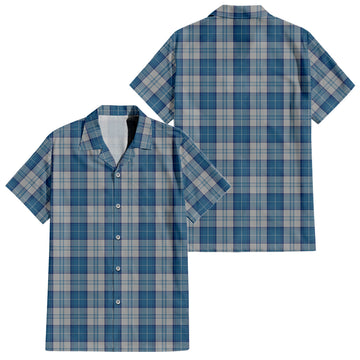 Menzies Dress Blue and White Tartan Short Sleeve Button Down Shirt