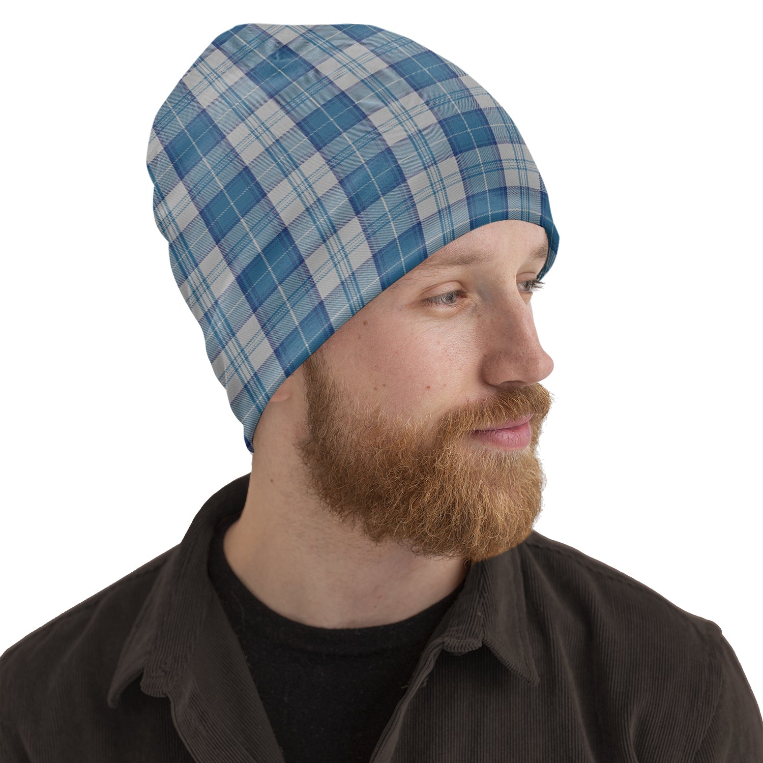 Menzies Dress Blue and White Tartan Beanies Hat - Tartan Vibes Clothing