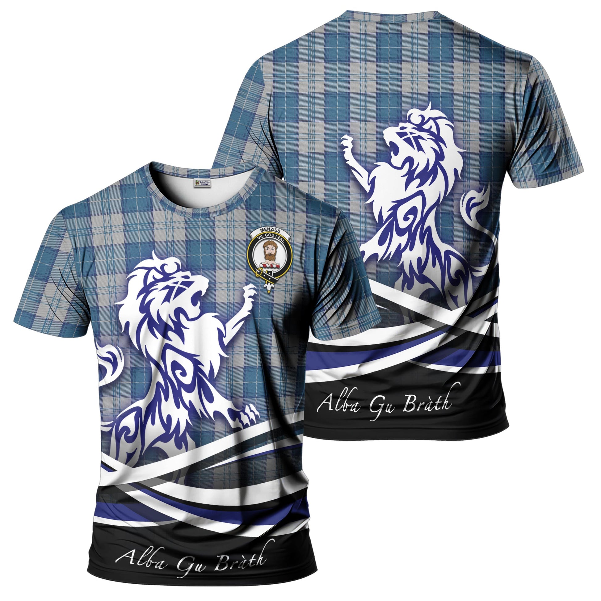 menzies-dress-blue-and-white-tartan-t-shirt-with-alba-gu-brath-regal-lion-emblem