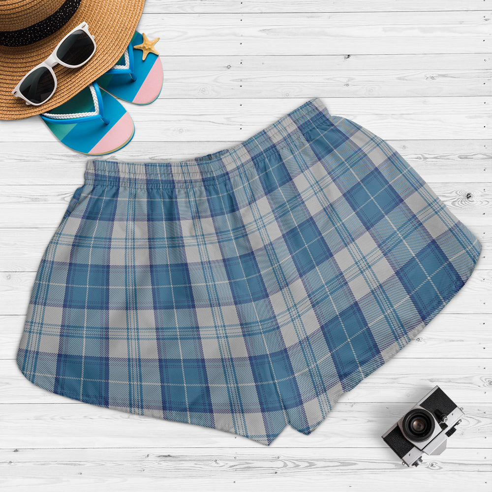 menzies-dress-blue-and-white-tartan-womens-shorts-with-family-crest