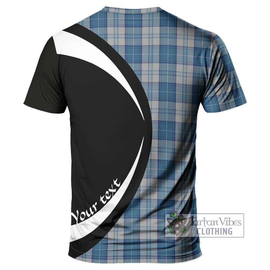 Tartan Vibes Clothing Menzies Dress Blue and White Tartan T-Shirt with Family Crest Circle Style