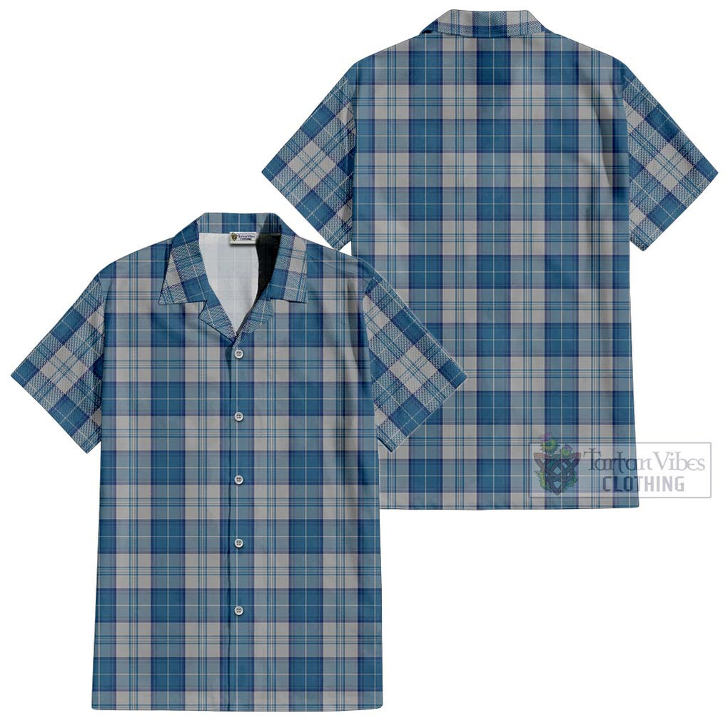 Menzies Dress Blue and White Tartan Cotton Hawaiian Shirt Kid - Tartanvibesclothing Shop