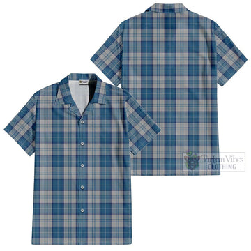 Menzies Dress Blue and White Tartan Cotton Hawaiian Shirt