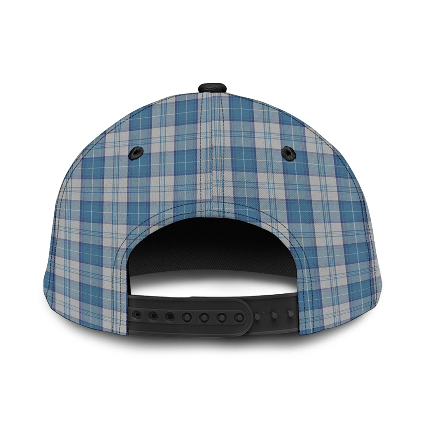 menzies-dress-blue-and-white-tartan-classic-cap-with-family-crest