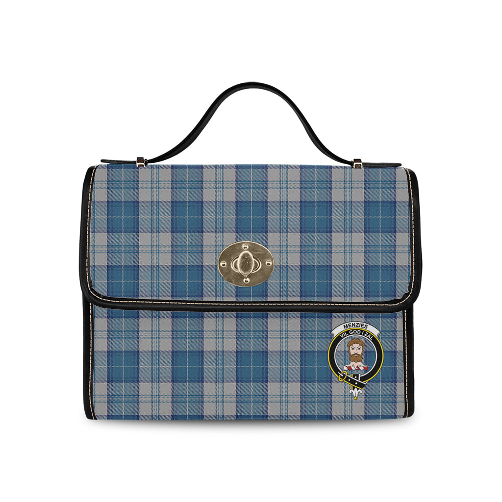 menzies-dress-blue-and-white-tartan-leather-strap-waterproof-canvas-bag-with-family-crest