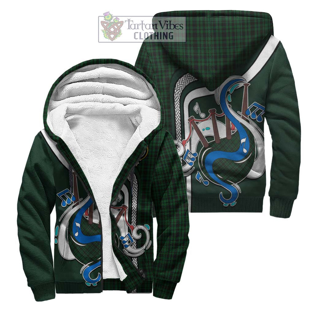 Menzies Green Tartan Sherpa Hoodie with Epic Bagpipe Style Unisex S - Tartanvibesclothing Shop