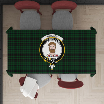 Menzies Green Tartan Tablecloth with Family Crest