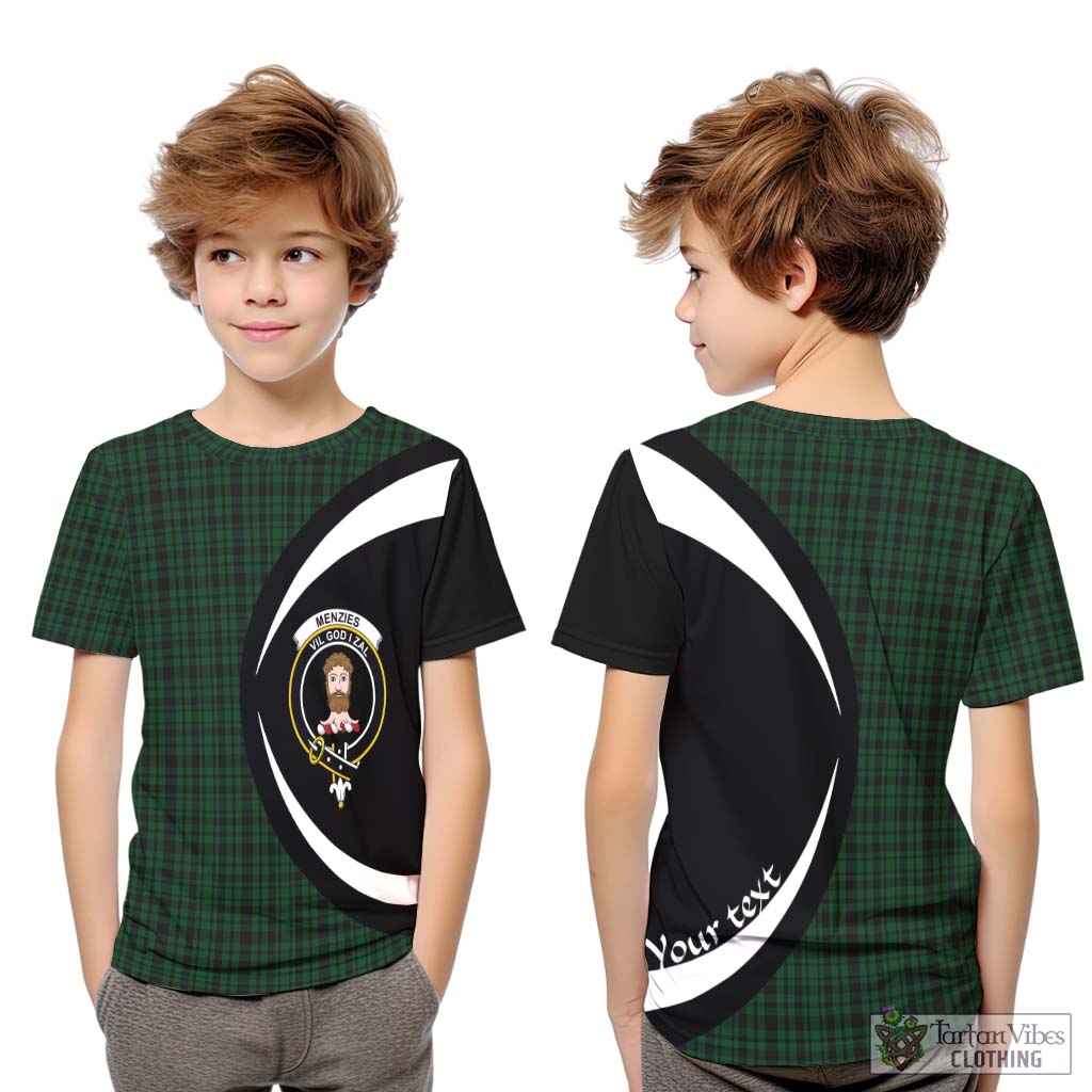 Menzies Green Tartan Kid T-Shirt with Family Crest Circle Style Youth XL Size14 - Tartan Vibes Clothing