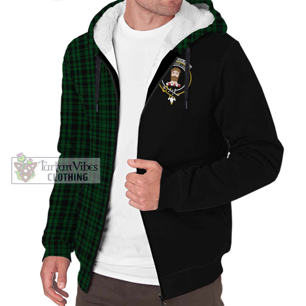 Menzies Green Tartan Sherpa Hoodie with Family Crest and Half Of Me Style Unisex S - Tartanvibesclothing Shop