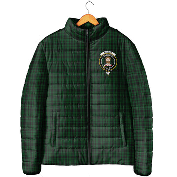 Menzies Green Tartan Padded Jacket with Family Crest