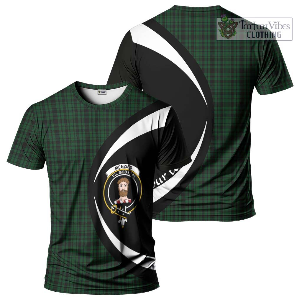 Tartan Vibes Clothing Menzies Green Tartan T-Shirt with Family Crest Circle Style