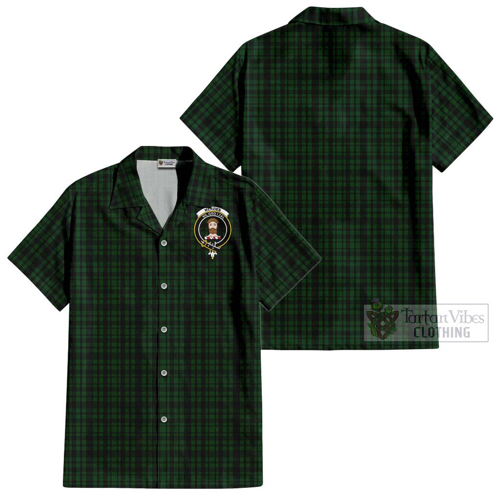 Menzies Green Tartan Cotton Hawaiian Shirt with Family Crest Kid - Tartan Vibes Clothing