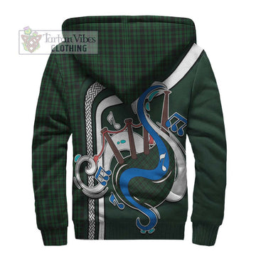 Menzies Green Tartan Sherpa Hoodie with Epic Bagpipe Style