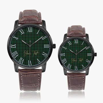 Menzies Green Tartan Personalized Your Text Leather Trap Quartz Watch