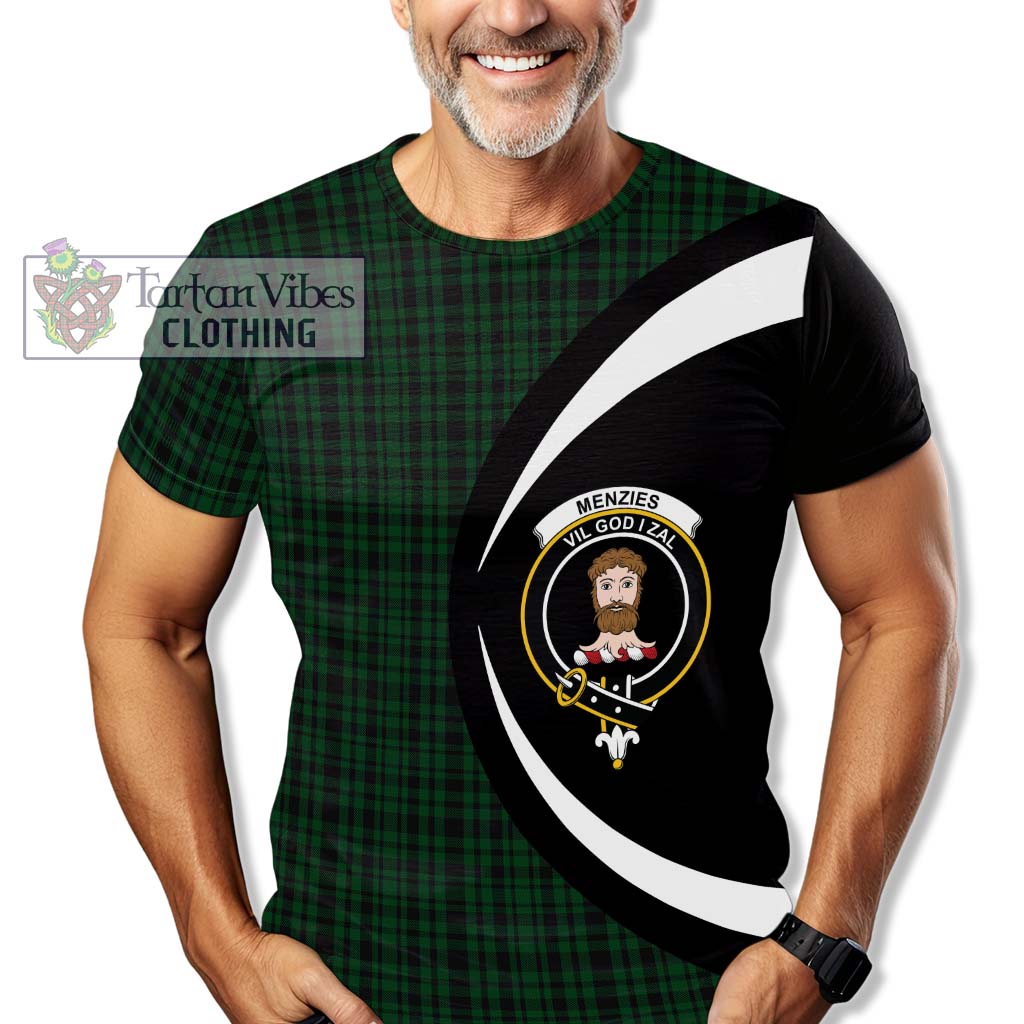 Tartan Vibes Clothing Menzies Green Tartan T-Shirt with Family Crest Circle Style