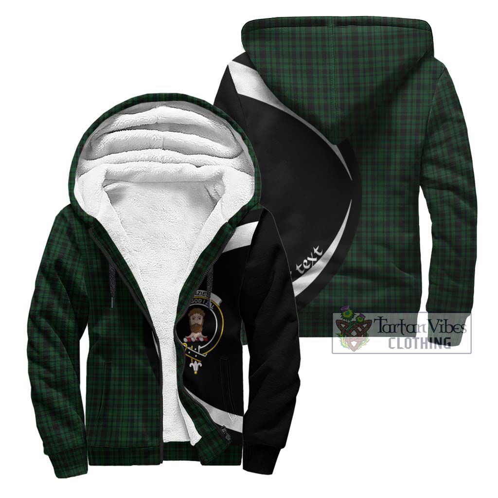 Menzies Green Tartan Sherpa Hoodie with Family Crest Circle Style Unisex - Tartan Vibes Clothing