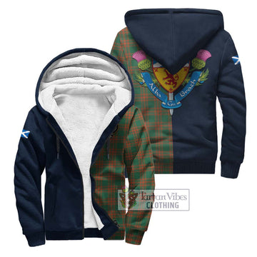 Menzies Green Ancient Tartan Sherpa Hoodie Alba with Scottish Lion Royal Arm Half Style