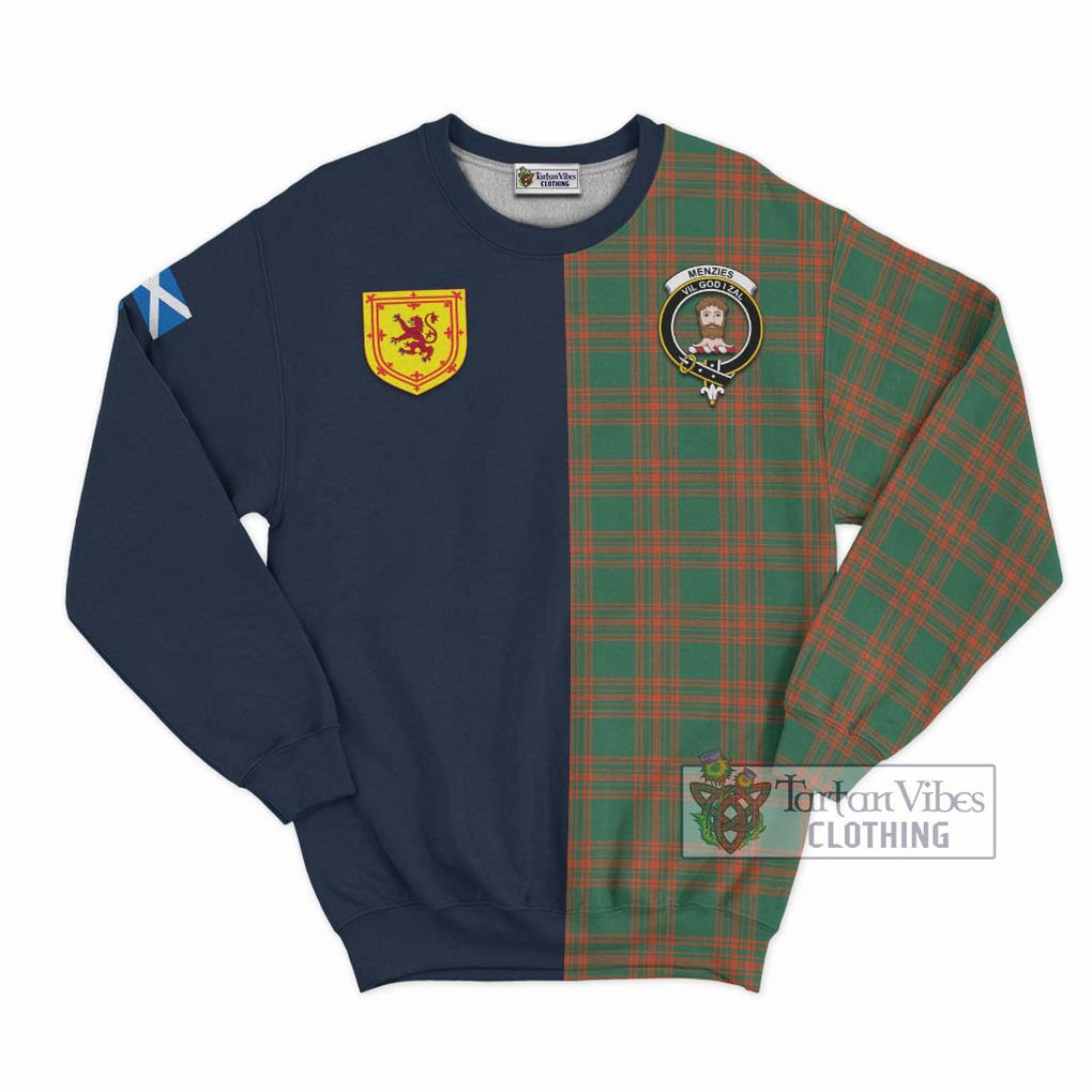 Tartan Vibes Clothing Menzies Green Ancient Tartan Sweatshirt with Scottish Lion Royal Arm Half Style