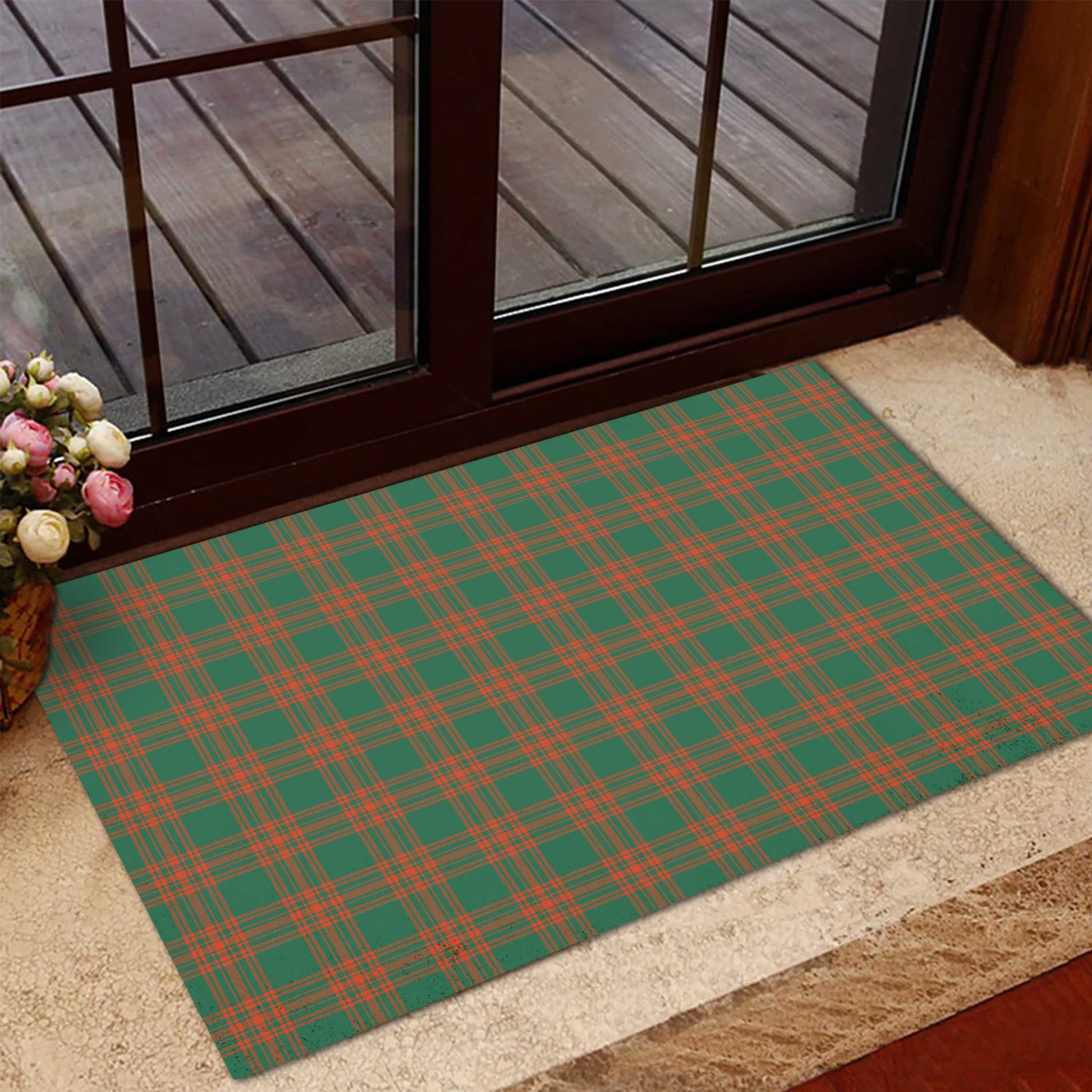 Menzies Green Ancient Tartan Door Mat - Tartanvibesclothing