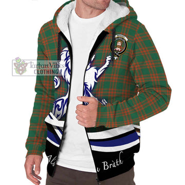 Menzies Green Ancient Tartan Sherpa Hoodie with Alba Gu Brath Regal Lion Emblem