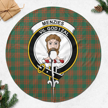 Menzies Green Ancient Tartan Christmas Tree Skirt with Family Crest