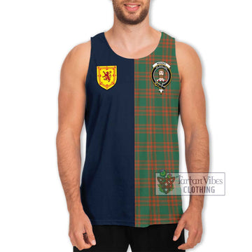 Menzies Green Ancient Tartan Men's Tank Top Alba with Scottish Lion Royal Arm Half Style