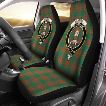 Menzies Green Ancient Tartan Car Seat Cover with Family Crest